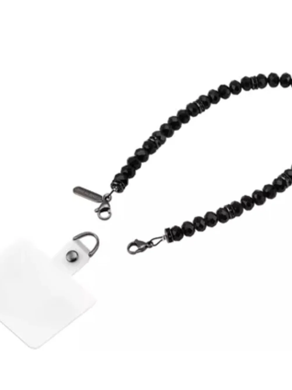 Black Beaded Badge Lanyard with Lobster Clasps